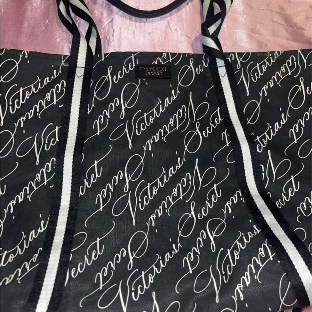 Victoria's Secret Black and White Script Tote